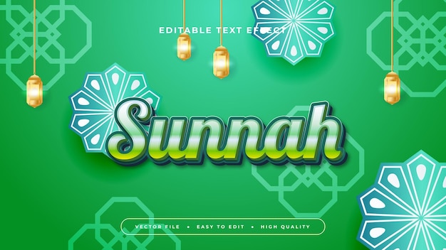 Oro verde y azul sunnah 3d efecto de texto editable estilo de fuente efecto de estilo de texto de Ramadán