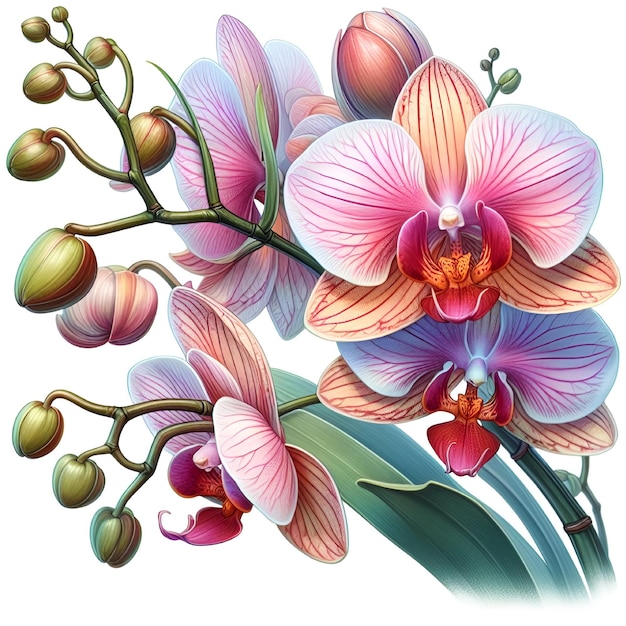 Orquídea de color de agua vectorial