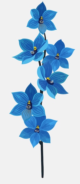 orquídea flora icono decoración azul clásica flor