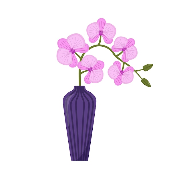 Orquídea rosa claro en la ilustración de vector de florero