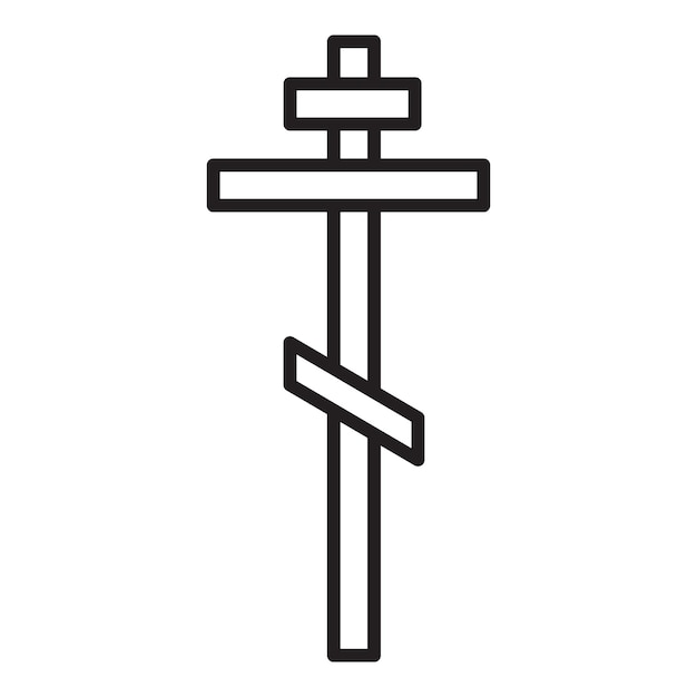 Ortodoxa Cruz Vector Contorno Religión Icono Símbolo Cristiano