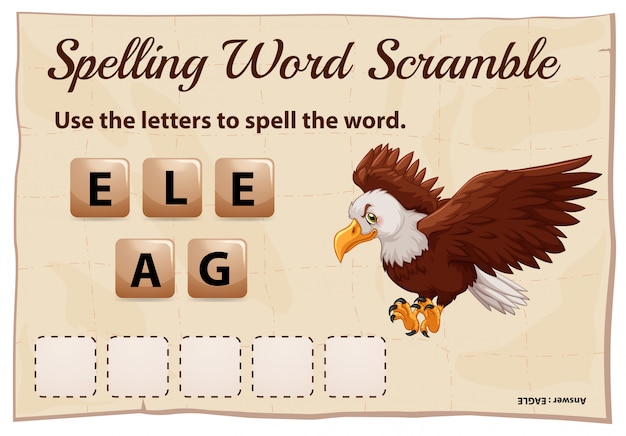 Ortografía word scramble game con word eagle