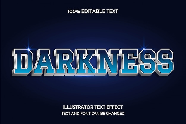 Oscuridad, efecto de texto editable en 3D estilo moderno de sombra de metal