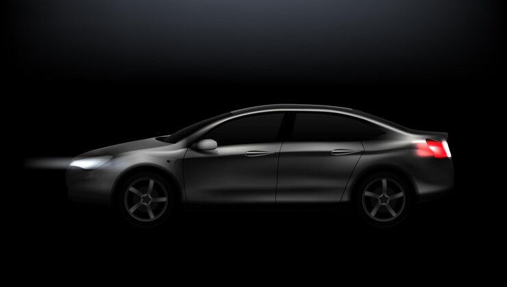 Vector oscuro, coche, claro, negocio, sedán, aislado