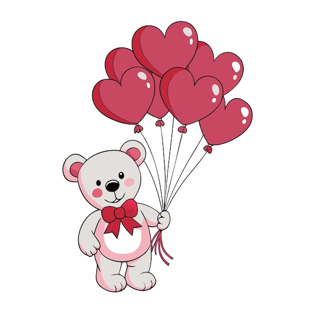 un osito de peluche sosteniendo un globo en forma de corazón con un oso de peluque sosteniendo una globo en formato de corazón