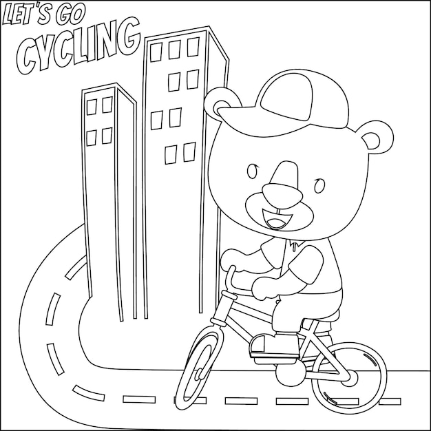 Un oso andando en bicicleta con las palabras vamos a andar en bicicleta.