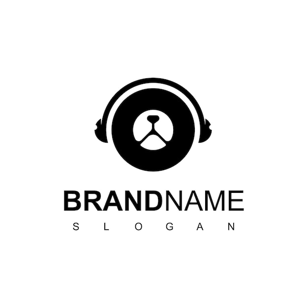 Oso de auriculares para el logotipo del equipo de deportes o de la empresa multimedia