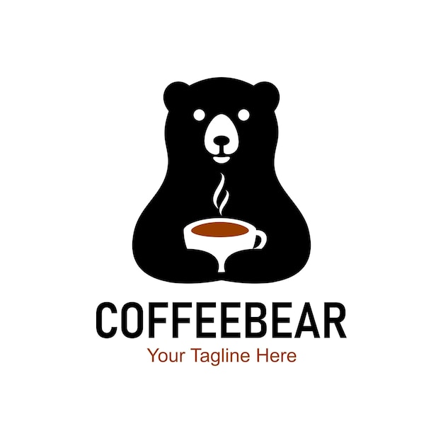 oso bebiendo café vector logo