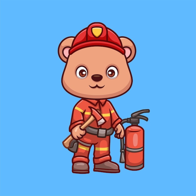 Vector el oso bombero es un personaje de dibujos animados.