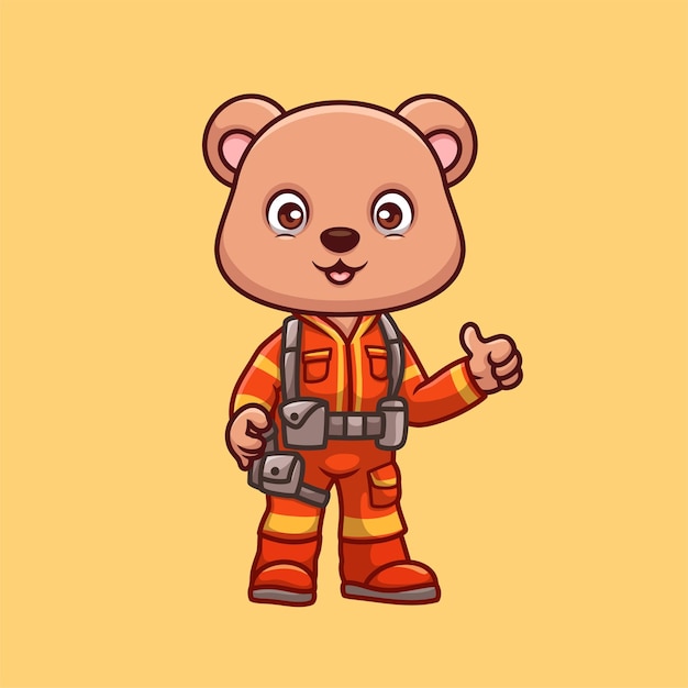 Vector el oso bombero es un personaje de dibujos animados.