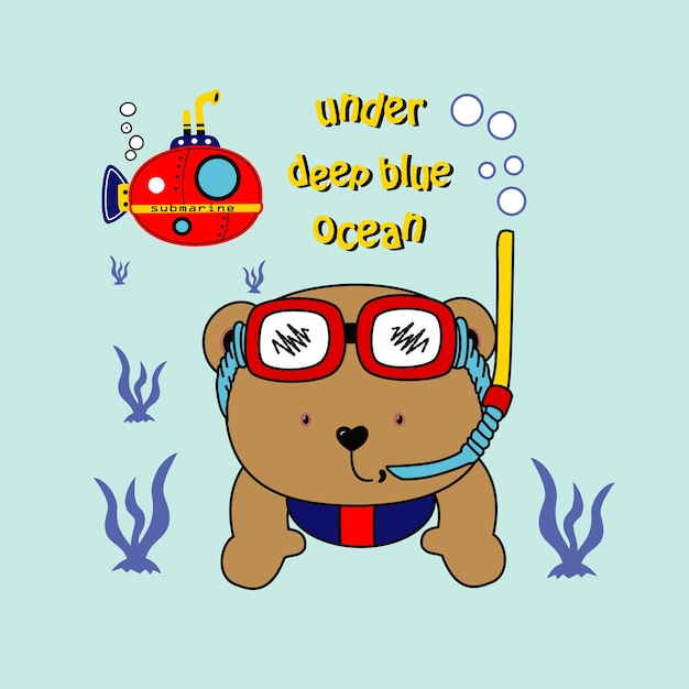 oso buceo diseño dibujos animados vector ilustración