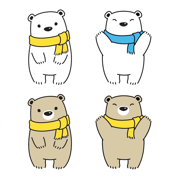 Oso bufanda polar ilustración de dibujos animados