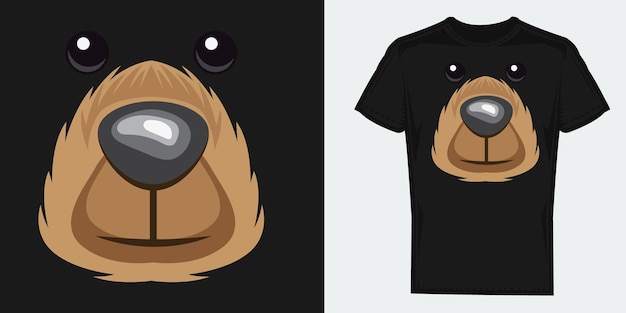 Oso, caricatura, cara, disfraz de halloween, vector, diseño, gráficos, para, estampados de camisetas