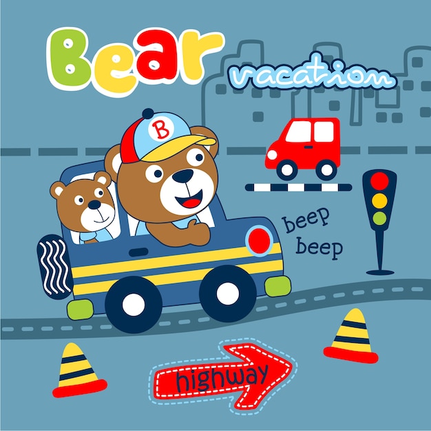 oso conduciendo un coche