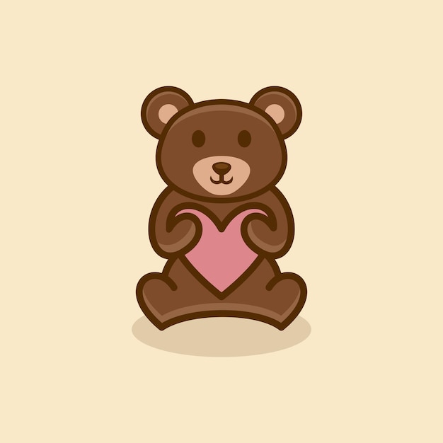 Un oso con un corazón en el pecho.