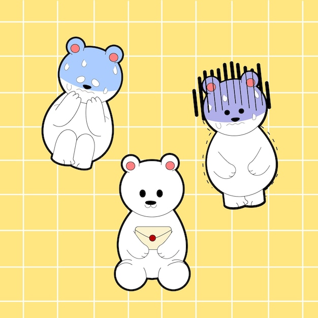 oso de dibujos animados dibujados a mano kawaii