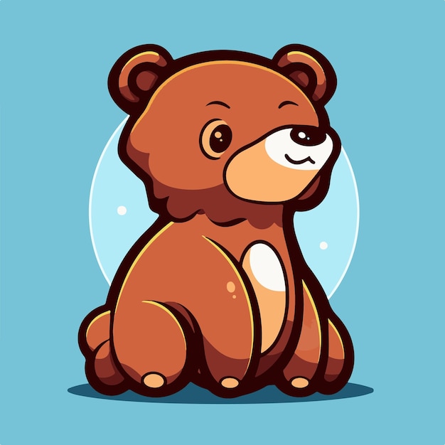 Vector un oso de dibujos animados con un fondo azul.