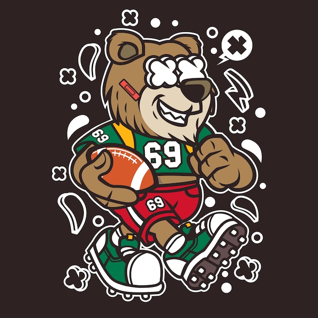 Oso de dibujos animados de futbolista