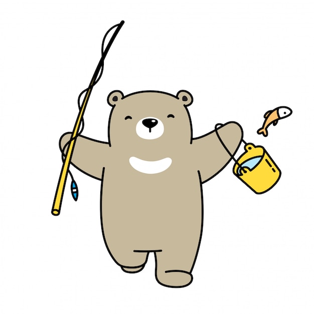 oso de dibujos animados de pesca polar