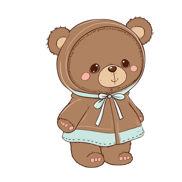 Un oso de dibujos animados con una sudadera con capucha que dice 'bear' on it