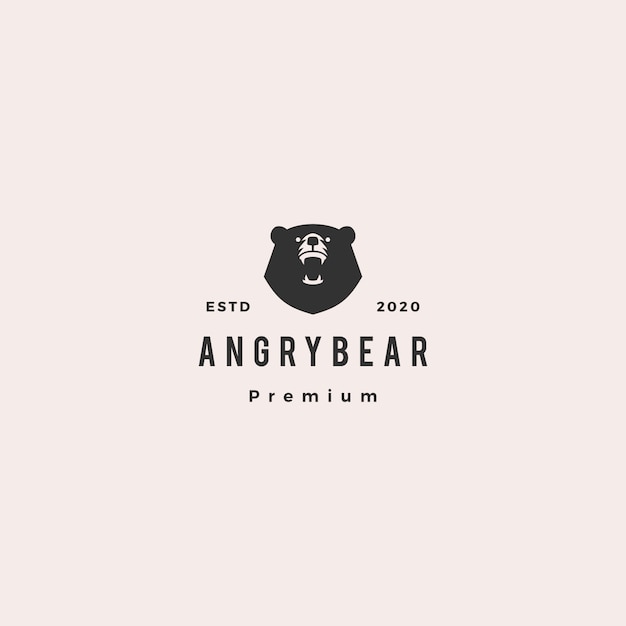 Oso enojado logo hipster vintage retro icono ilustración