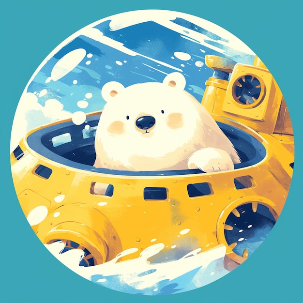 Un oso en un estilo de dibujos animados submarino