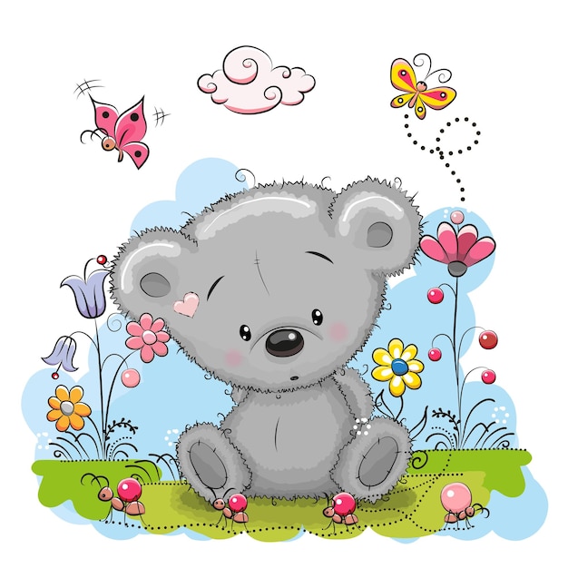 Oso con flores