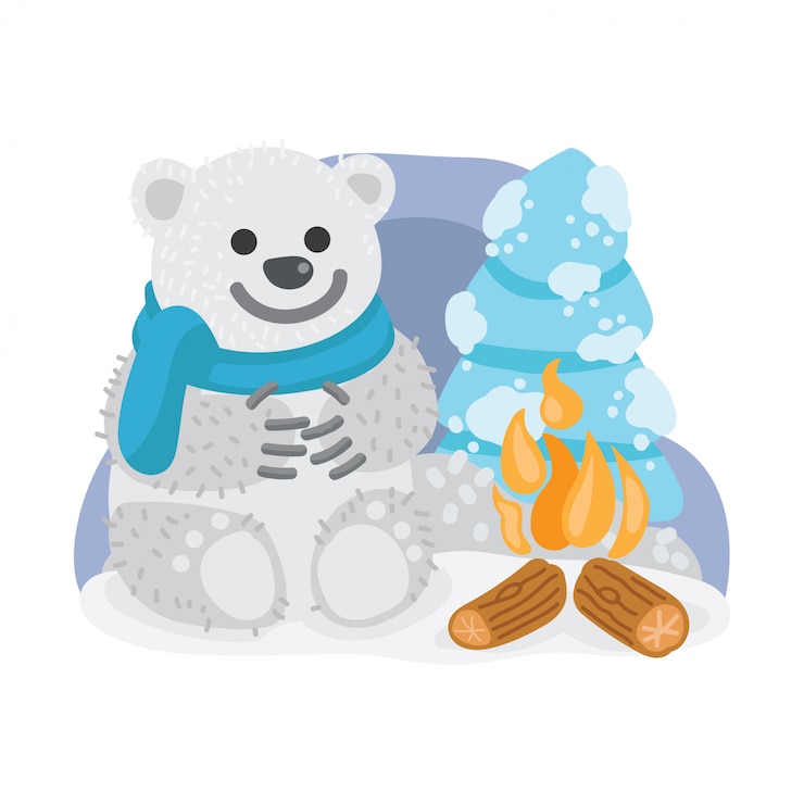 Vector oso hola invierno ilustración