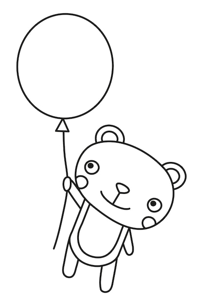 Oso con ilustración de vector de globo