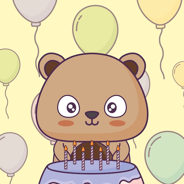 oso lindo celebrando el personaje kawaii fiesta