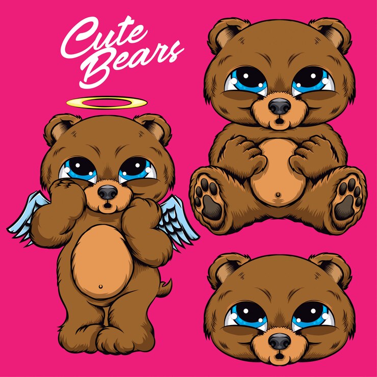 Oso lindo conjunto de cara divertida de peluche