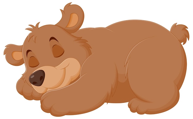 El oso lindo de dibujos animados dormido ilustración vectorial concepto de ícono de la naturaleza animal