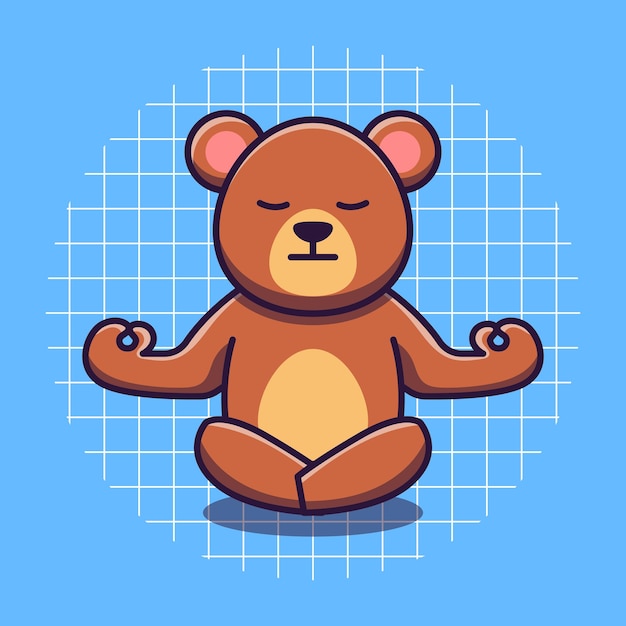 Oso lindo haciendo ilustración de vector de yoga