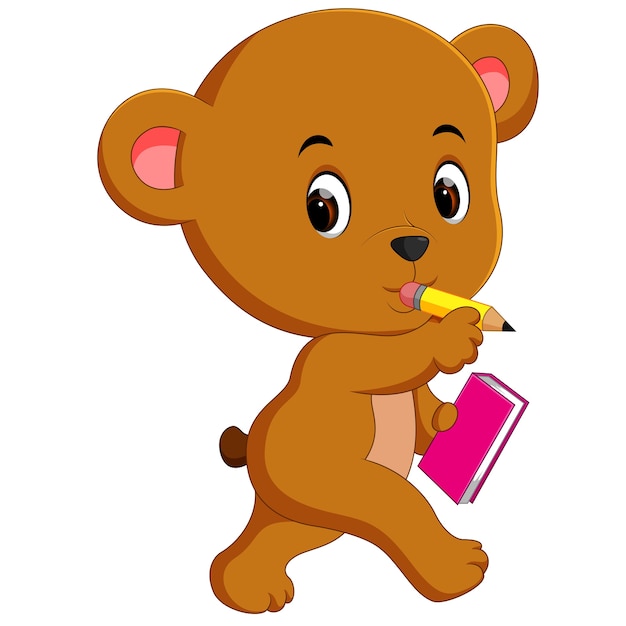 oso lindo con libro y lápiz