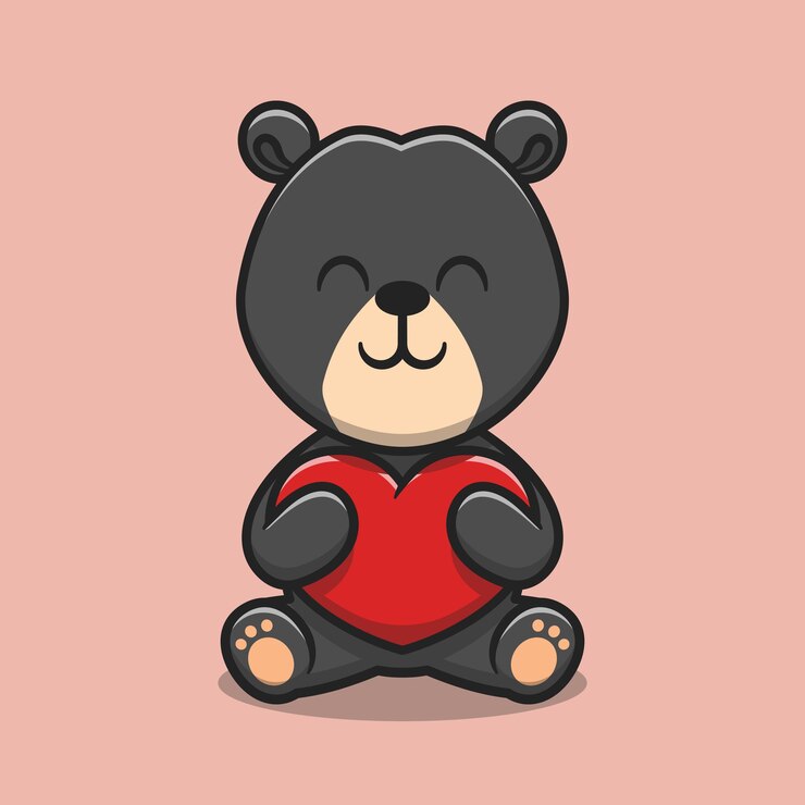 Oso lindo del sol que abraza el ejemplo del icono de la historieta del corazón del amor