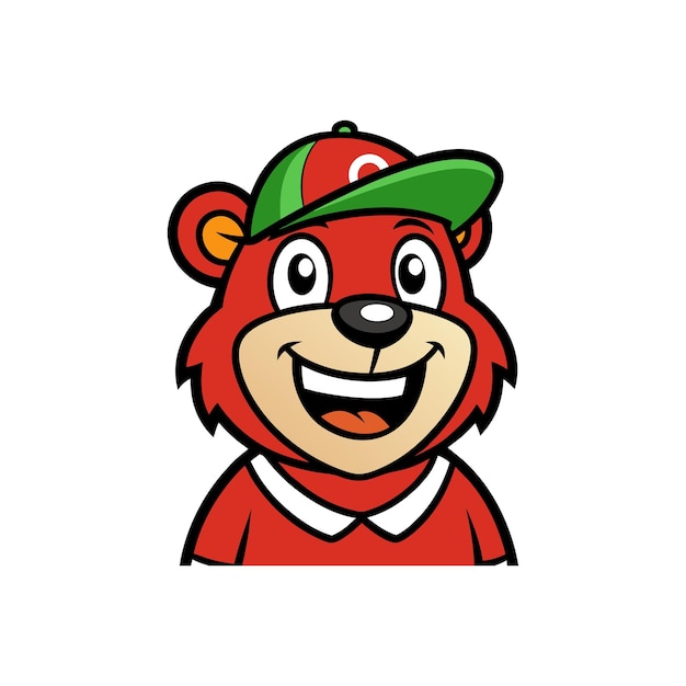 El oso lindo con sombrero de dibujos animados Clipart Vector de fondo blanco