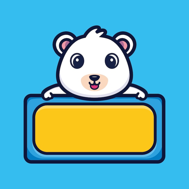 Oso lindo con vector premium de personaje de dibujos animados de tablero vacío