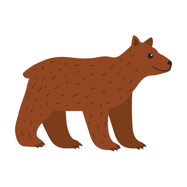 El oso marrón de dibujos animados aislado sobre un fondo blanco El animal del bosque en un paseo