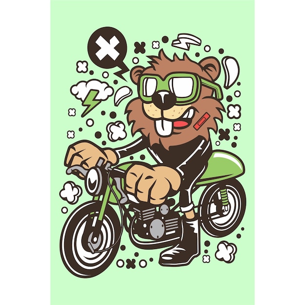 un oso en una motocicleta con un letrero que dice un oso