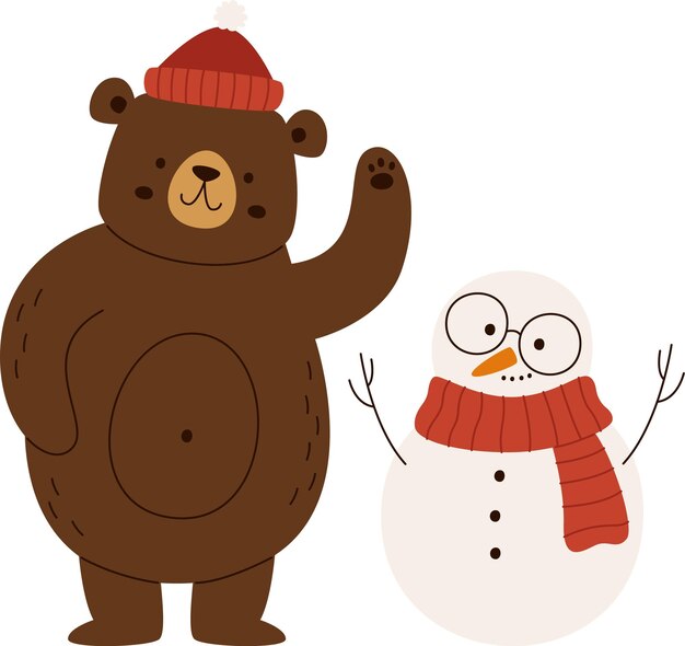 oso y muñeco de nieve