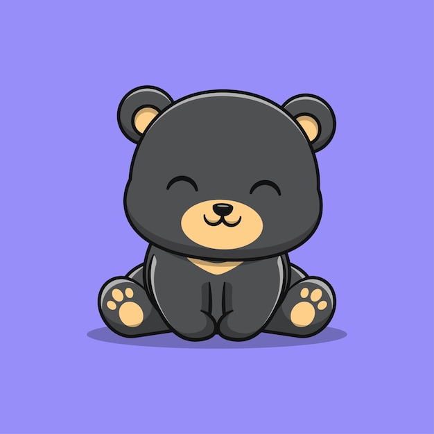 El oso negro está sentado.