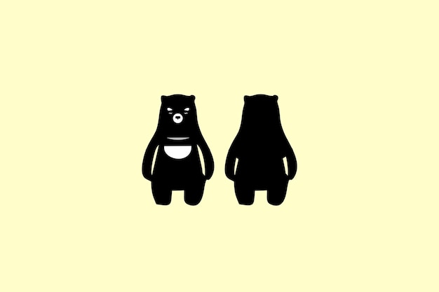 Un oso negro y un oso blanco están sentados uno al lado del otro.