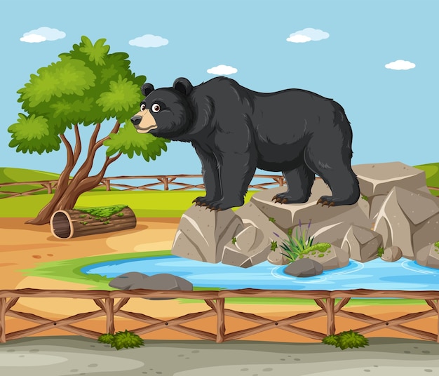 El oso en un paisaje natural sereno