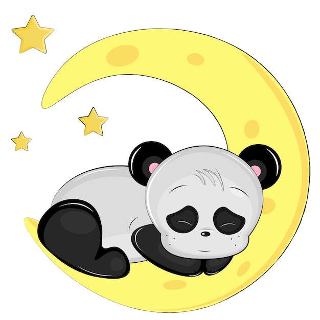 Oso panda durmiendo en la luna