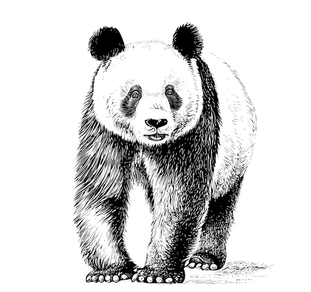 Un oso panda con marcas en blanco y negro.