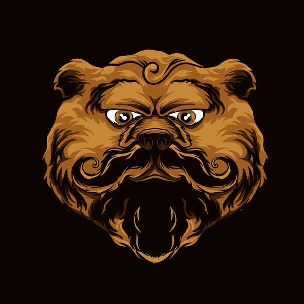 Vector el oso pardo con una impresionante ilustración de bigote