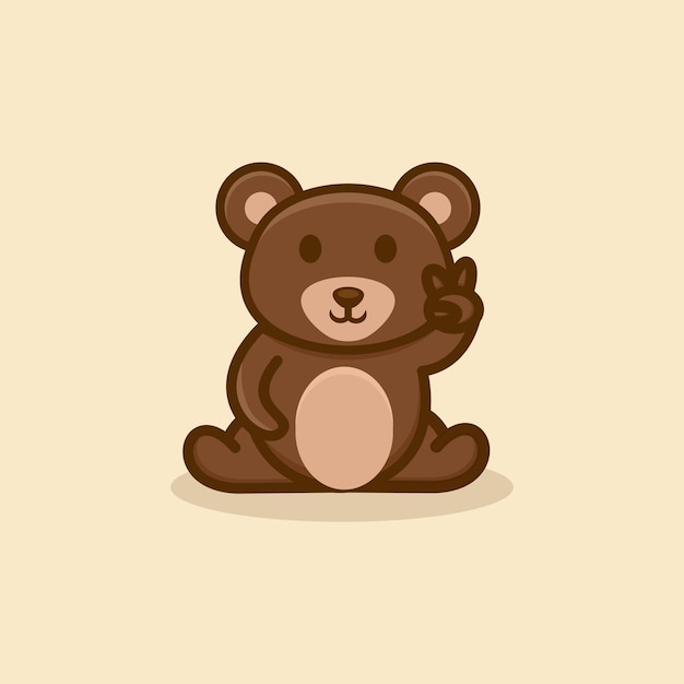 Un oso pardo con una pata levantada dando un signo de paz.