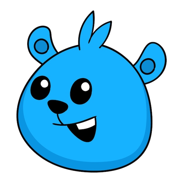 Oso de peluche cabeza amable cara sonriente doodle icono imagen kawaii