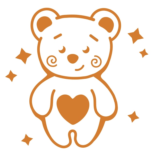 Vector un oso de peluche con un corazón en el pecho.