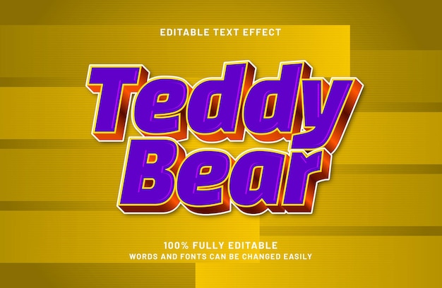 oso de peluche efecto de texto editable en juguetes y niños estilo de texto